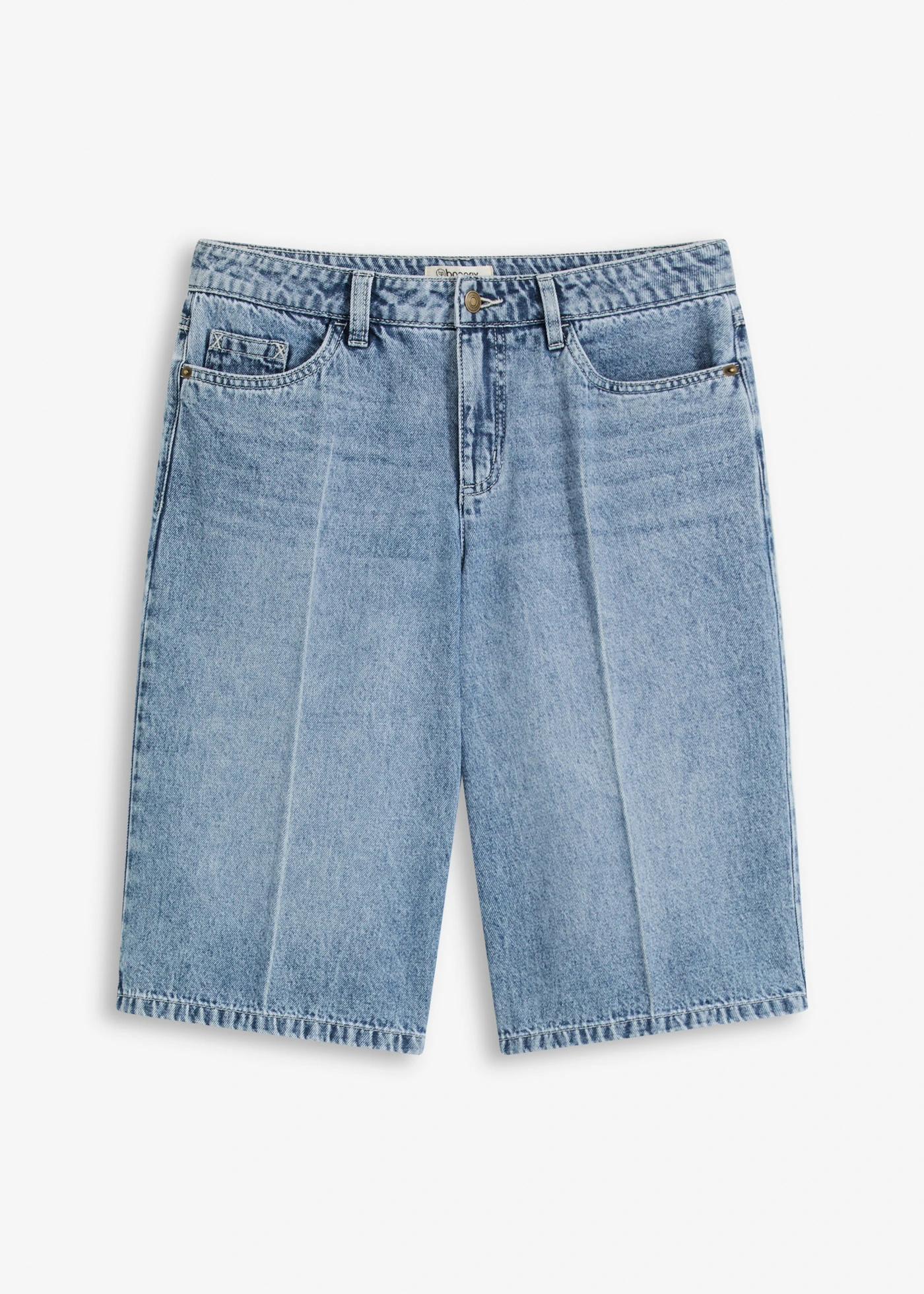 Bermuda en jean taille mi-haute, peu extensible • bleu denim used  • Boutique bonprix