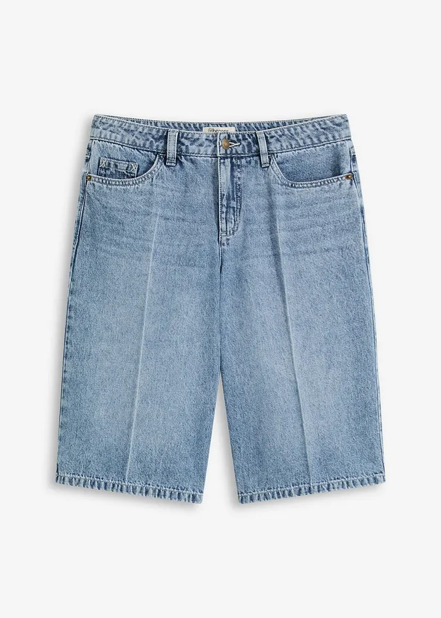 Džínové bermudy, Mid Waist • modrý denim used • bonprix obchod