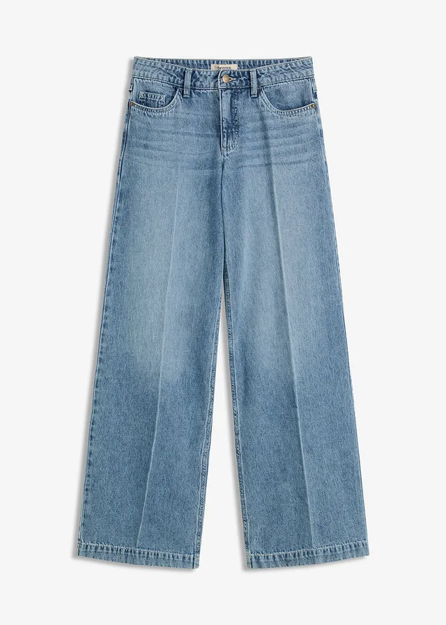 Wide leg jeans, low stretch, full length