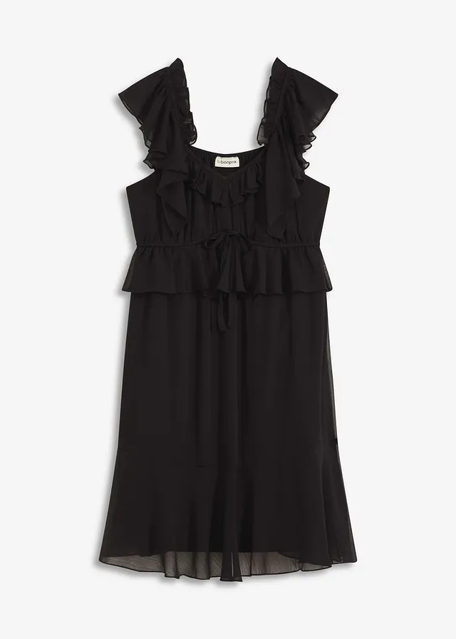 Robe trapèze en crêpe, Couleur: noir