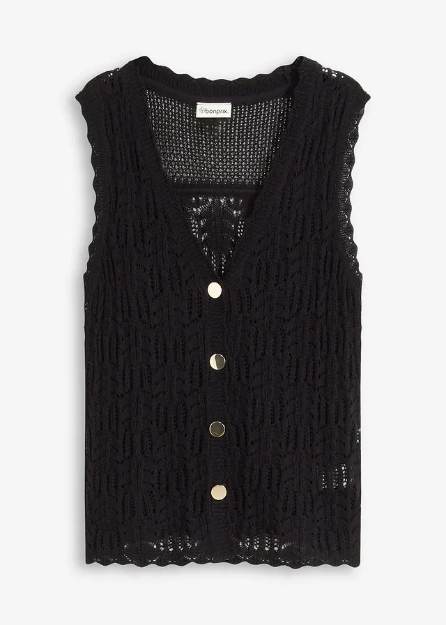 Ajour vest • zwart • bonprix online shop