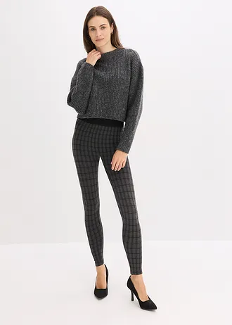 Thermo harisnya-legging puha belső réteggel • fekete/kockás • bonprix áruház