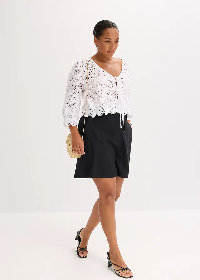 Bermuda met figuurnaden, Kleur: zwart