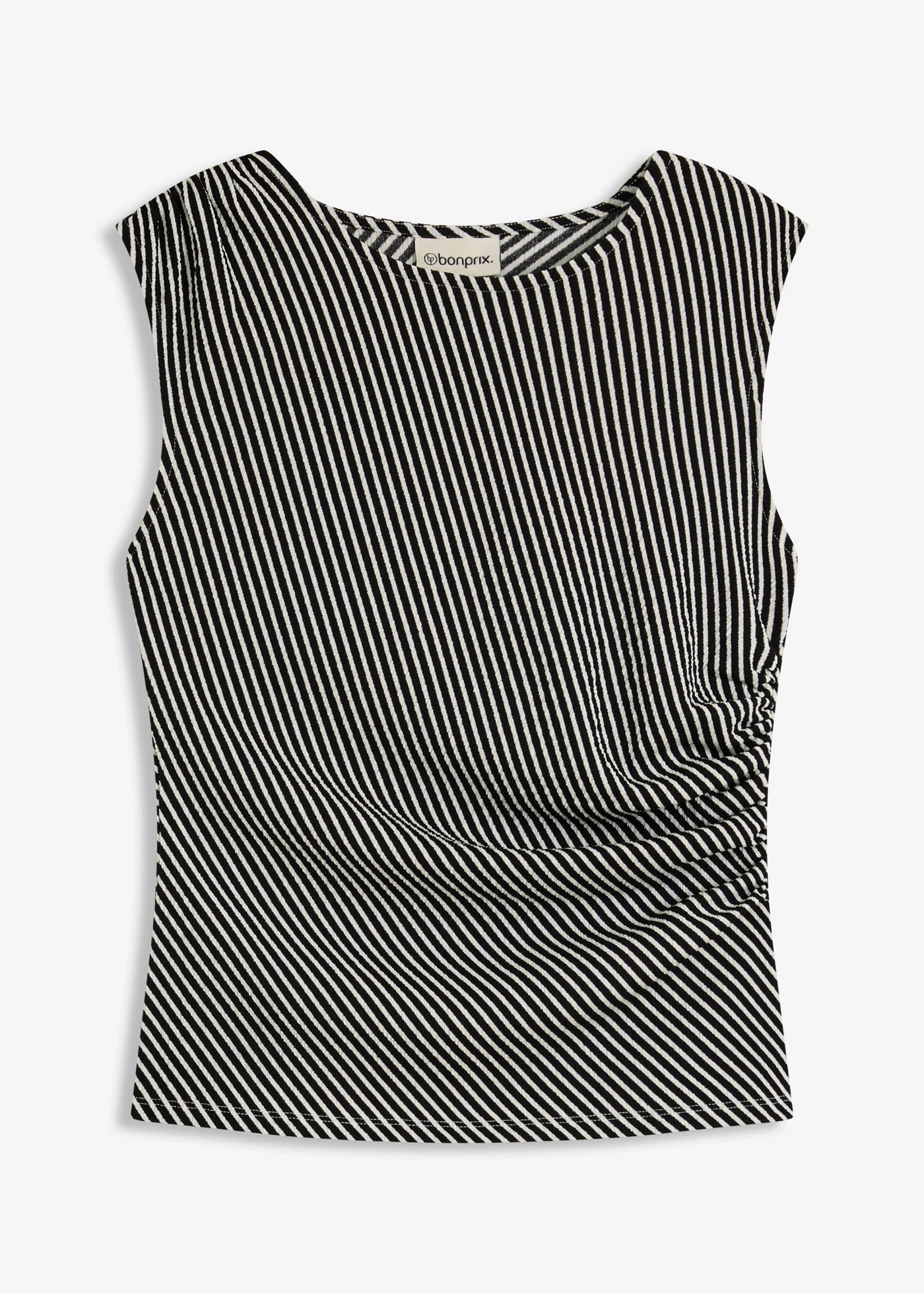 Tričko s nařasením • černo-přírodní bílá • bonprix obchod