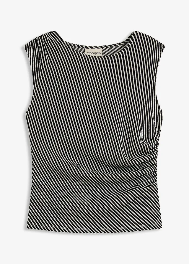 Tričko s nařasením • černo-přírodní bílá • bonprix obchod