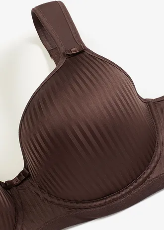 Vyztužená podprsenka s polstrovanými ramínky a lesklým efektem • tmavě hnědá s proužky • bonprix obchod