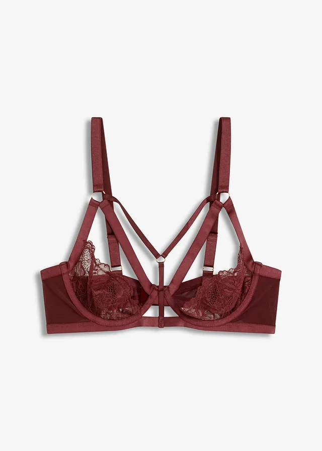 Merevítős melltartó • burgundi piros • bonprix áruház