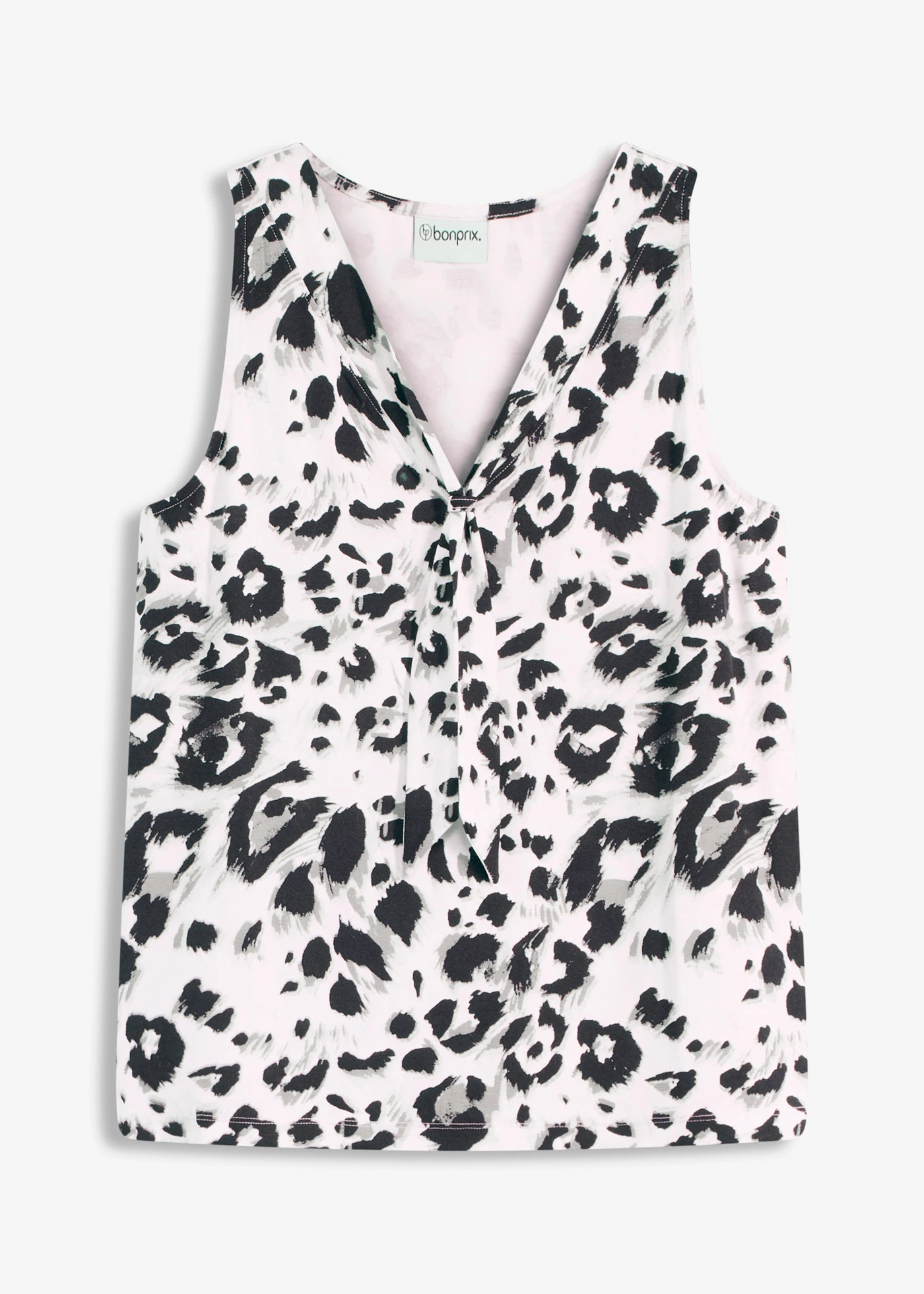 Top s vázačkou • bílo-černo-hnědošedo-béžová s leopardím potiskem • bonprix obchod