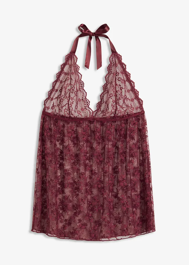 Nuisette dos nu en dentelle • bordeaux • Boutique bonprix