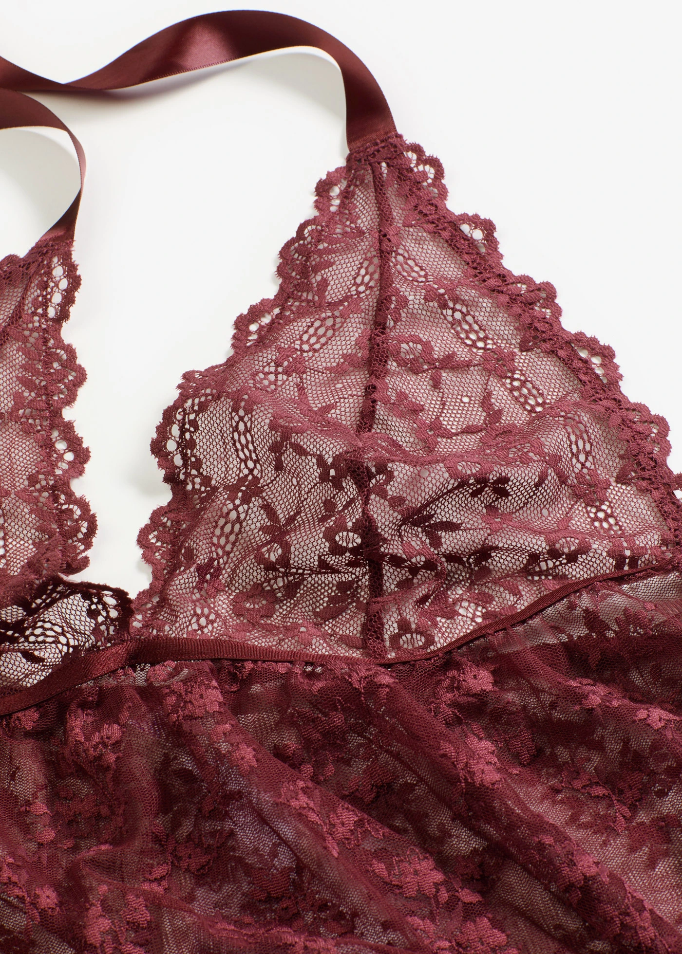 Sexy halter jurk van kant • wijnrood • bonprix online shop