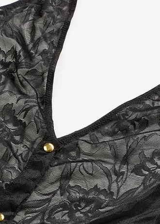 Body met knopen, Kleur: zwart