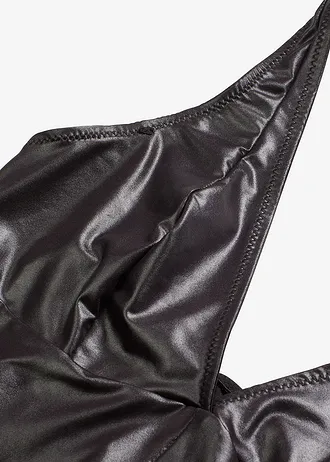 Costum catsuit din material cu aspect umed • negru • magazin bonprix