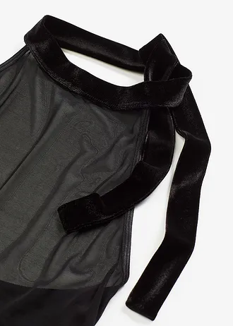 Halterjurk met fluweel • zwart • bonprix online shop