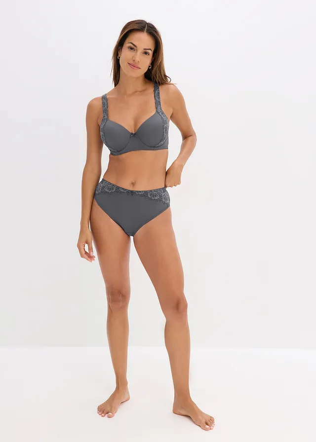 Soutien-gorge à coques et bretelles rembourrées, Couleur: gris ardoise