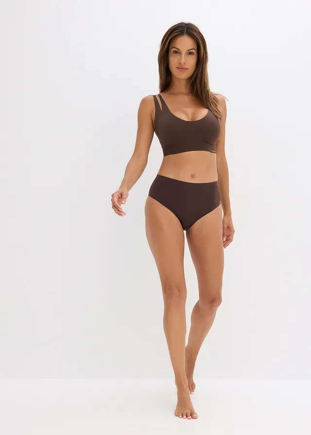 Gewatteerde Feel Comfort seamless bralette, Kleur: donkerbruin