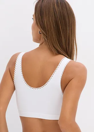 Oboustranný podprsenkový top s měkkou organickou bavlnou (2 ks v balení) • bílá + břidlicově šedá • bonprix obchod