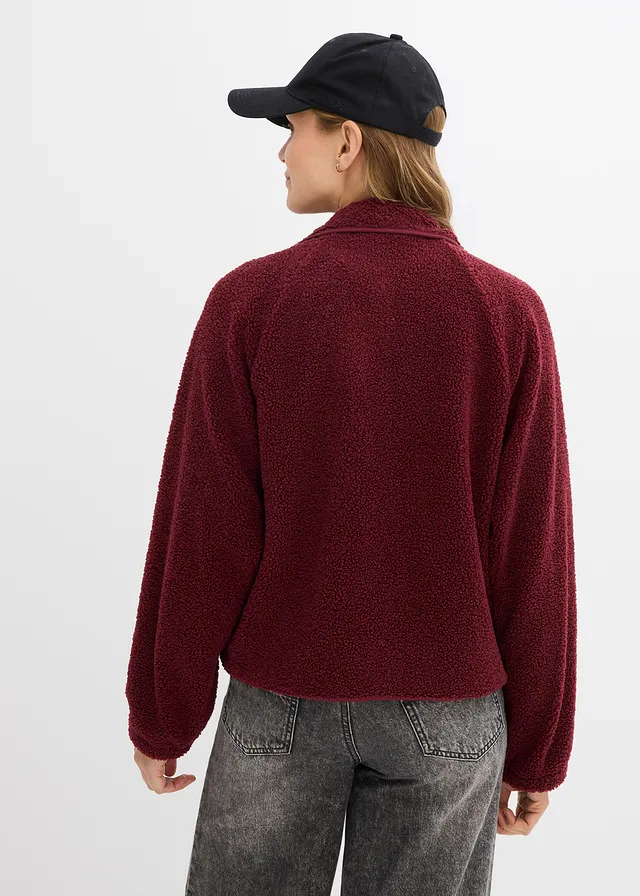 3-in-1 zwangerschapsjas/voedingsjas van teddyfleece, Kleur: donkerbessen
