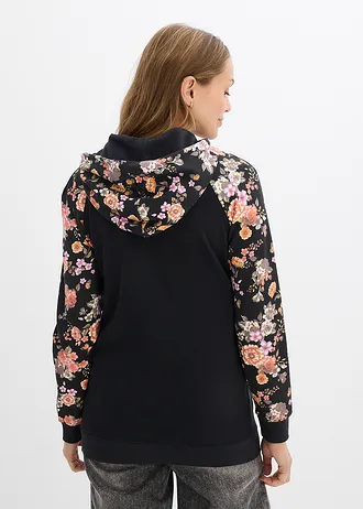 Sweat de grossesse 2en1 avec fonction allaitement, Couleur: noir à fleurs