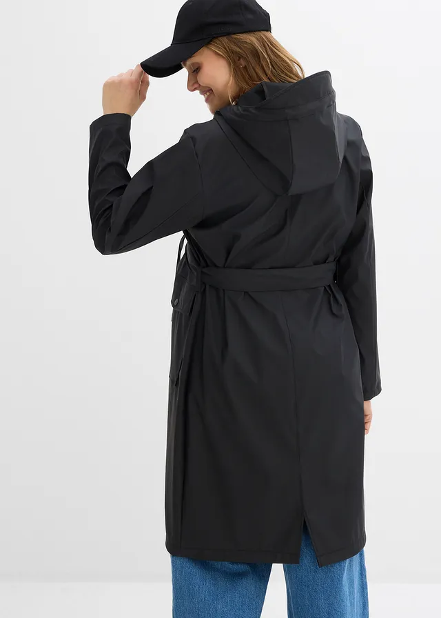Manteau de grossesse 3 en 1 imperméable et coupe-vent avec fonction portage, deux empiècements, Couleur: noir