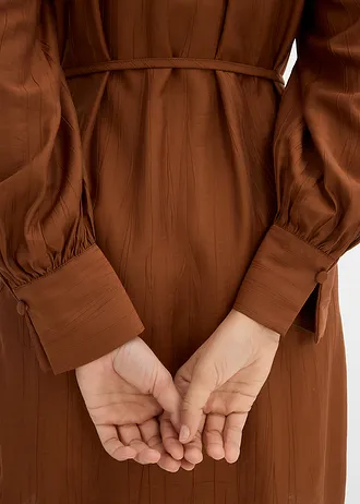 Těhotenské a kojicí halenkové šaty ze splývavé viskózy • cihlově hnědá • bonprix obchod