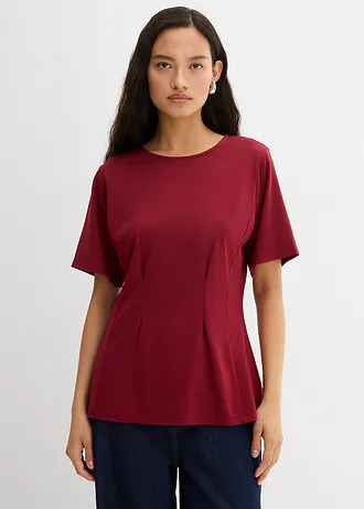 Getailleerd shirt in comfortabele Punto di Roma, Kleur: bordeaux