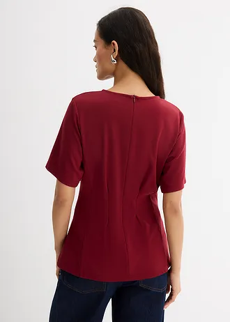 Getailleerd shirt in comfortabele Punto di Roma, Kleur: bordeaux
