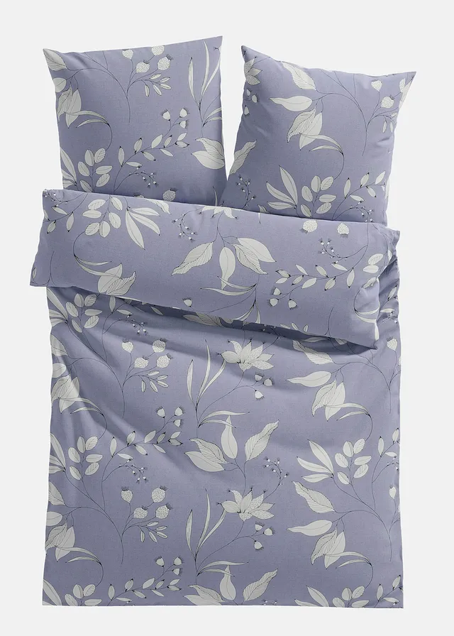 Povlečení s květinovým designem • šedomodrá • bonprix obchod