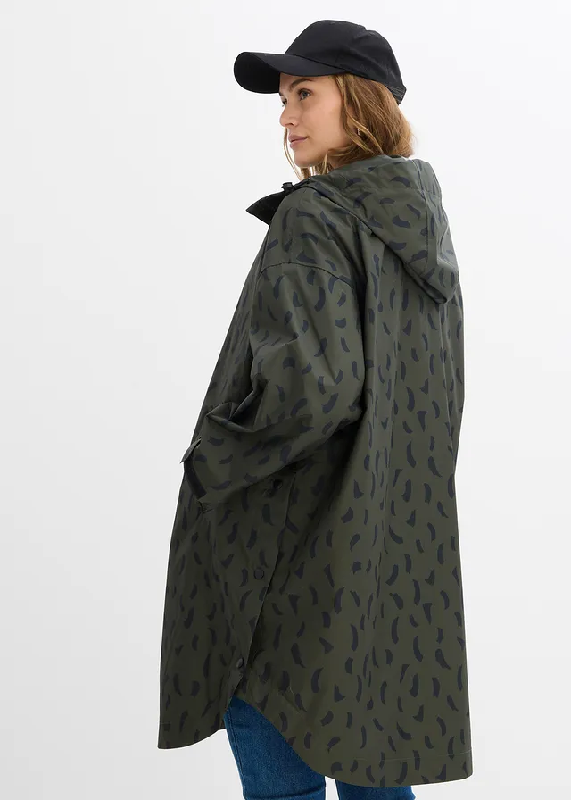 Cape de pluie imperméable pour la grossesse avec empiècement de portage avec pochette • olive profond-noir • product-page.page-title-suffix