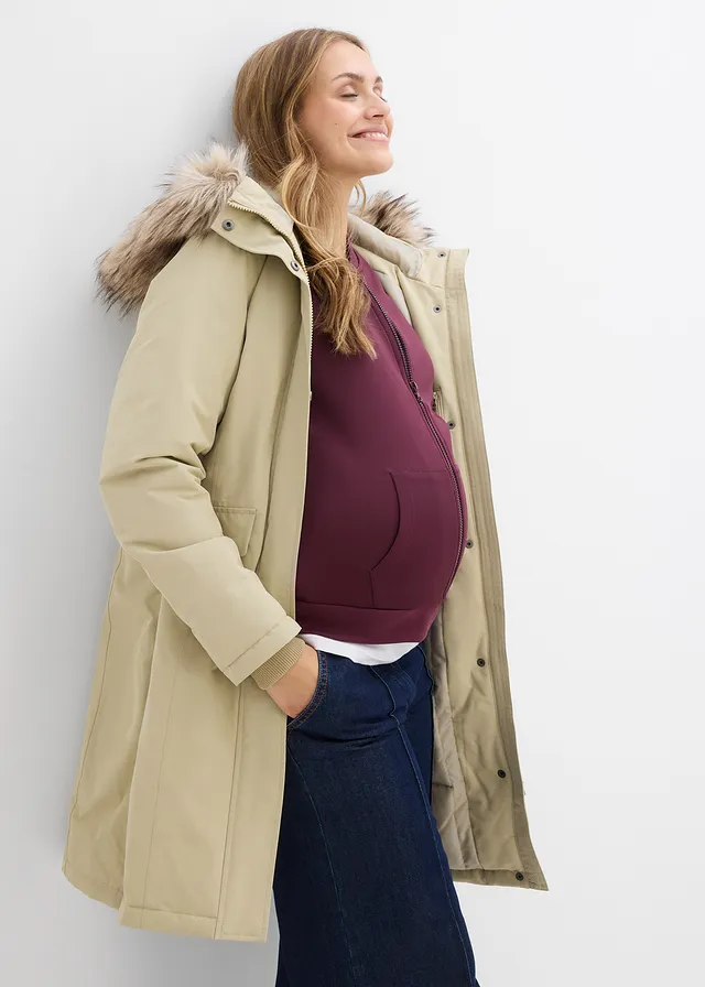 Manteau de grossesse 3-en-1 coupe-vent et imperméable avec fonction portage • kaki fumé • product-page.page-title-suffix