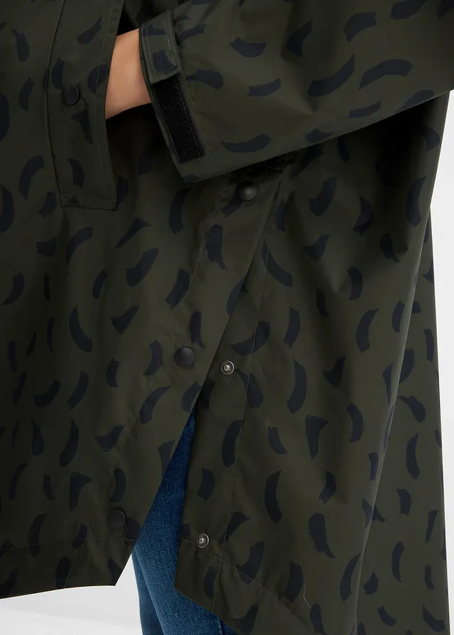Cape de pluie imperméable pour la grossesse avec empiècement de portage avec pochette • olive profond-noir • product-page.page-title-suffix