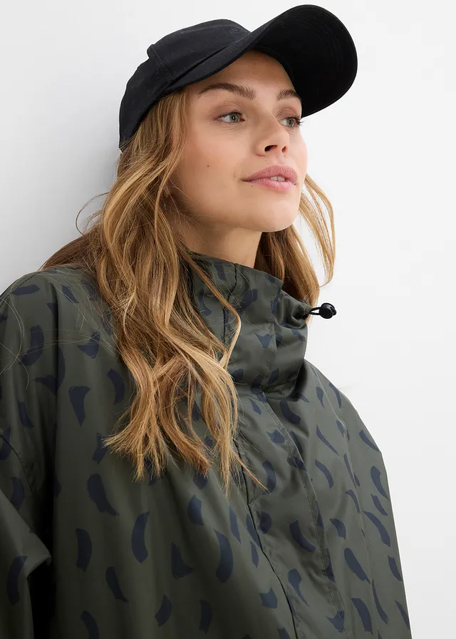 Cape de pluie imperméable pour la grossesse avec empiècement de portage avec pochette • olive profond-noir • product-page.page-title-suffix