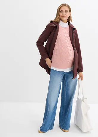 Těhotenská/nosící softshellová bunda, nastavitelná šířka, barva: hnědá terakota