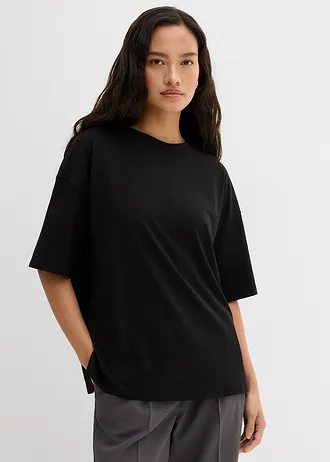 Volné tričko z bavlněné směsi • černá • bonprix obchod