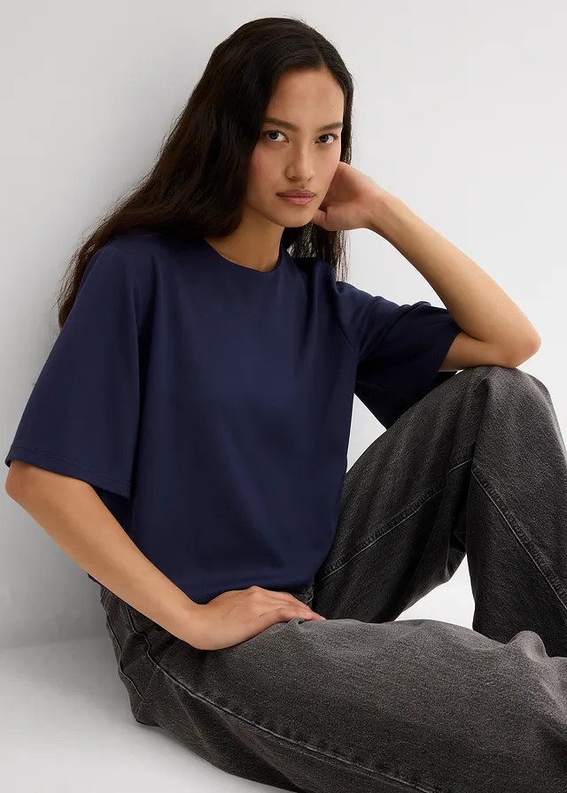 T-shirt confortable en Punto di Roma • bleu foncé • product-page.page-title-suffix