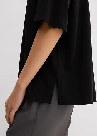 Volné tričko z bavlněné směsi • černá • bonprix obchod