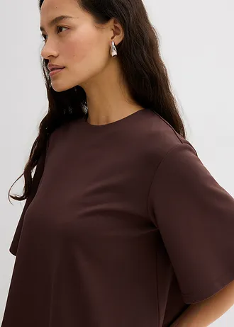 T-shirt confortable en Punto di Roma • marron foncé • Boutique bonprix