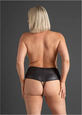 Taillesstring ouvert, high waist, Kleur: zwart