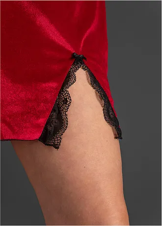 Sametové šaty, barva: červeno-černá