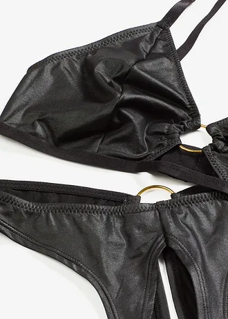 Bralette melltartó+nyitott tanga (2-részes szett) • fekete • bonprix áruház