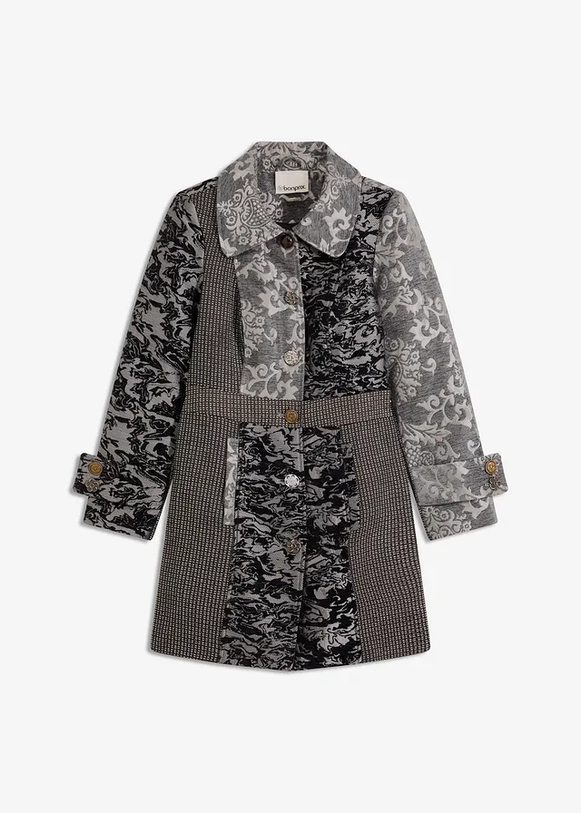 Palton scurt cu design jacquard sofisticat