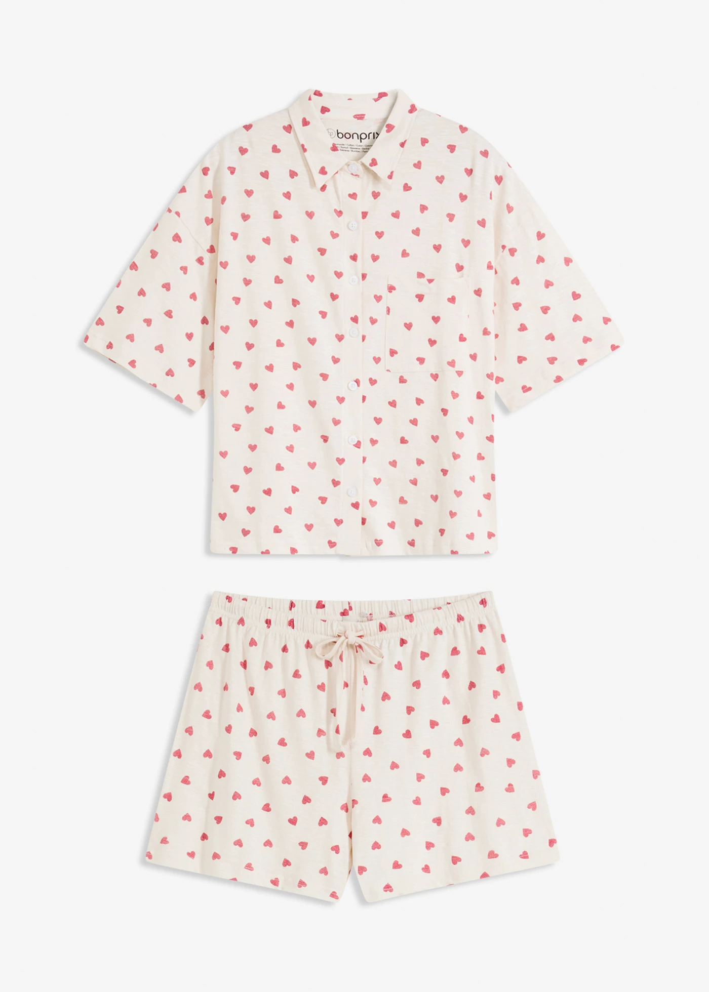 Oversized shortama van vlamgaren • wolwit gedessineerd • bonprix online shop