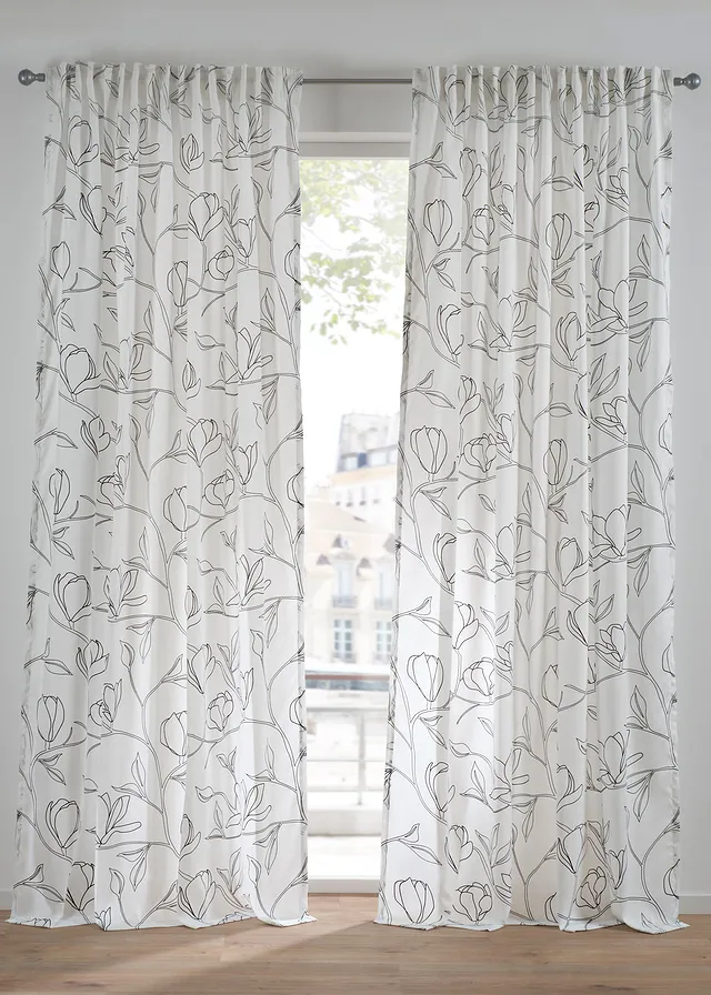 Záclona z recyklovaného polyesteru s listovanou potlačou (1 ks v balení)