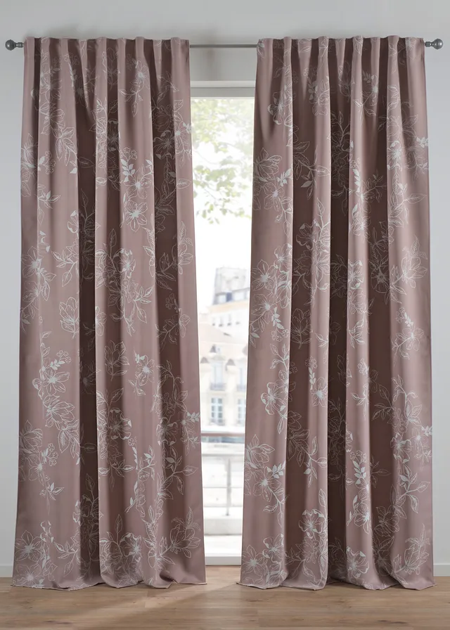 Draperie opacă cu imprimeu frunze (1 buc.)