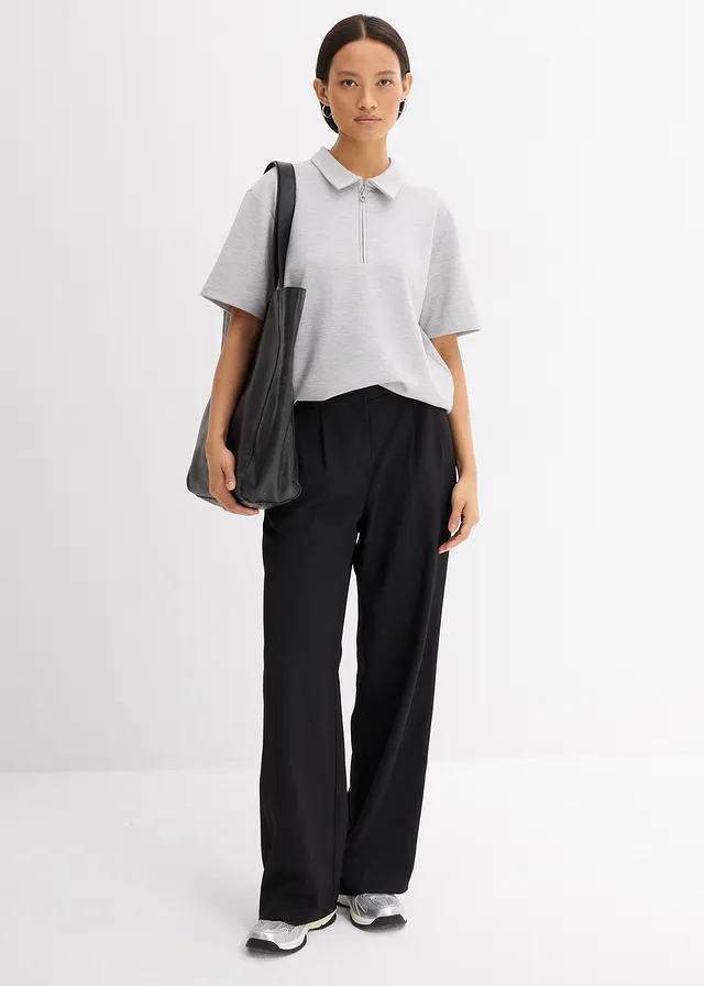 Pantalon à texture twill, Couleur: noir