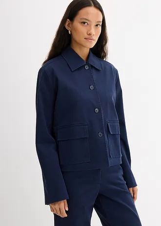 Krátká bunda na podzim/jaro, z elastické směsi s organickou bavlnou, barva: tmavě modrá