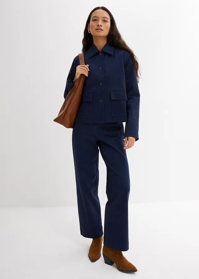 Krátká bunda na podzim/jaro, z elastické směsi s organickou bavlnou tmavě modrá