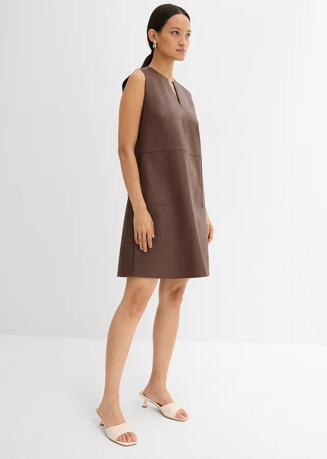 Imitatieleren jurk • bruin • product-page.page-title-suffix