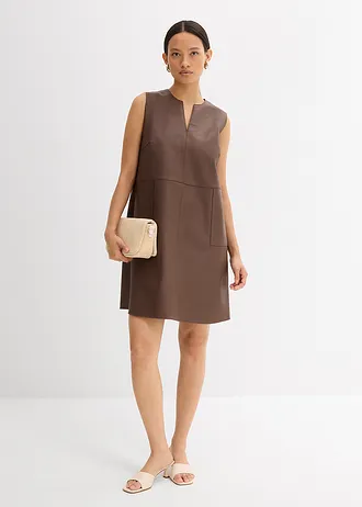 Imitatieleren jurk, Kleur: bruin