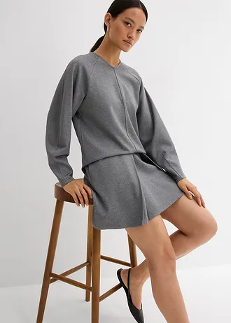 T-shirt manches longues en Punto di Roma confortable • gris chiné • Boutique bonprix