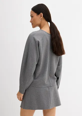 T-shirt manches longues en Punto di Roma confortable • gris chiné • Boutique bonprix